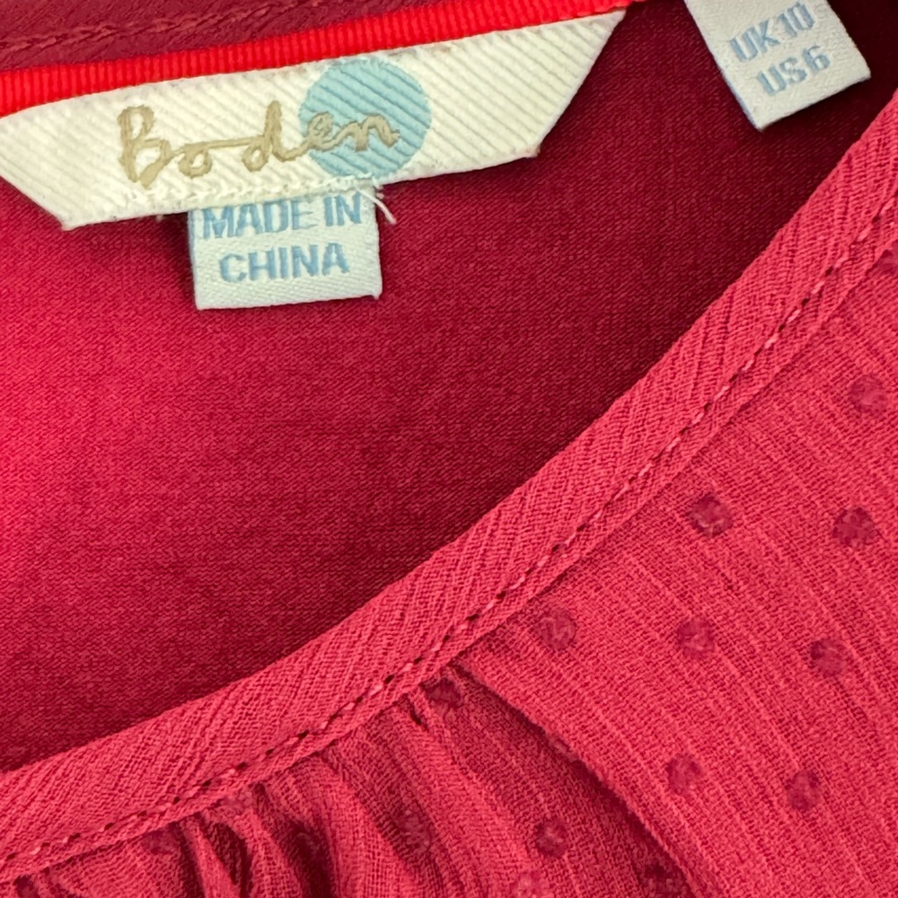 Boden Eve Flocked Long Sleeved Top Size 6 - Picture 5 of 12